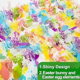 TURNMEON Guirnalda de huevos de Pascua de 5 cuerdas, total de 50 pies, guirnalda colorida de oropel de Pascua, serpentina metálica con purpurina, decoraciones colgantes para decoración de árbol de