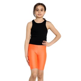 Loxdonz Girls Dance Shorts Bike Shorts for Playgrounds and Gymnastics Breathable and Safe Active Shorts Pants (7-8 Years, Neon Orange)