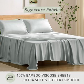 TOSMO Luxury Cooling Sheet Set - 100% Viscose from Bamboo, 4-Piece Bedding Set (Full Size) - 18” Extra Deep Pockets, Oeko-Tex Certified, Silky Soft and Breathable, Sliver