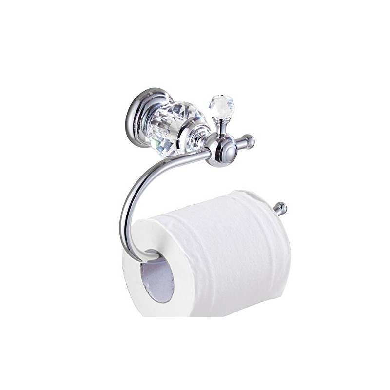 Kabter Crystal Series Brass Toilet Paper Roll Holder, Polished Chrome