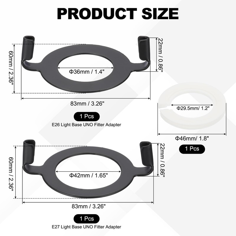YOKIVE E27 E26 Lamp Harp Saddle Base, 1 Set 1.7"/1.4"
