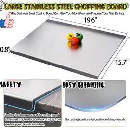 Large Chopping Boards For Kitchen Stainless Steel Cutting Board Safe Stainless Steel Chopping Board Stainless Steel Cutting Boards For Kitchen Chopping Board (L19.6*W15.7 in)