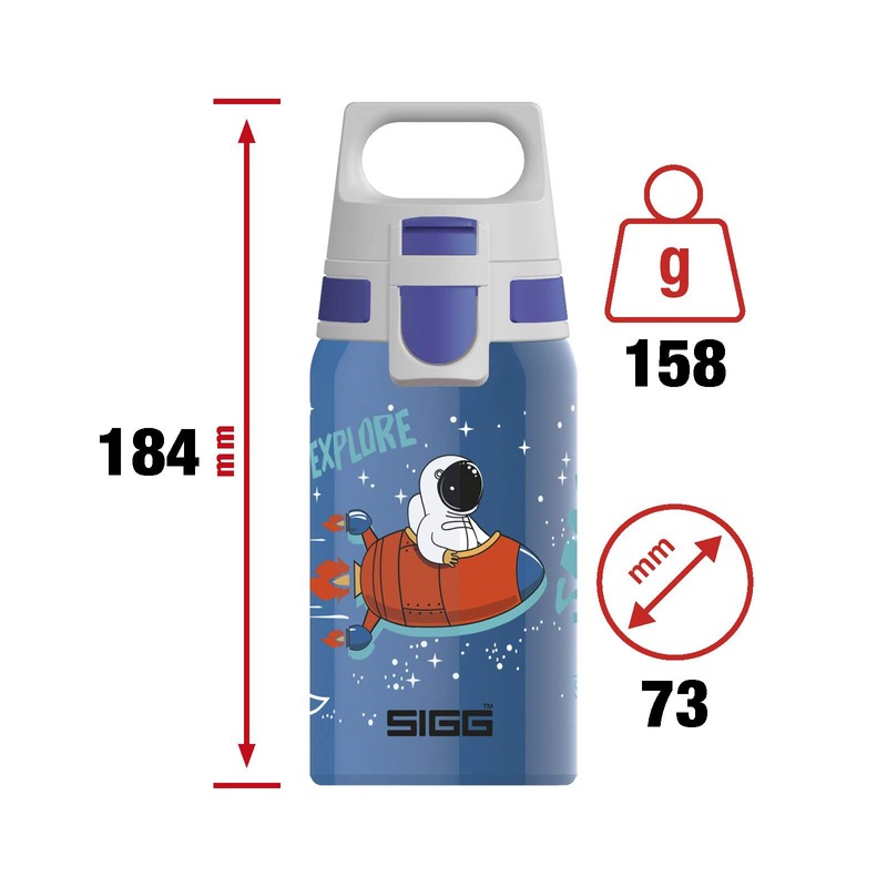 SIGG Unisex Youth Shield One Space Kids Water Bottle, Blue,