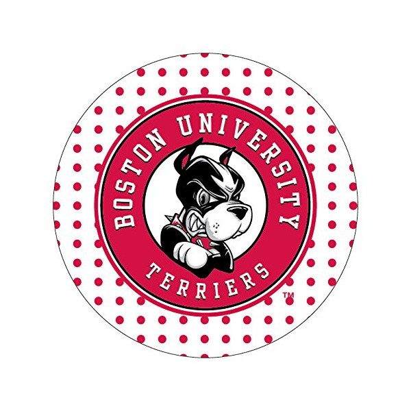 R and R Imports, Inc Boston University Terriers Collegiate 4 Inch Round Trendy Polka Dot Magnet