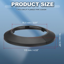 PATIKIL 76.5mm Plumbing Cover Plates, 9 PCS Wall Split Flange Pipe Cover Decoration Escutcheon Plate Collar Flange Water Pipe Cover Decoration PP Plastic for Wall Pipe Tube Hole, Black