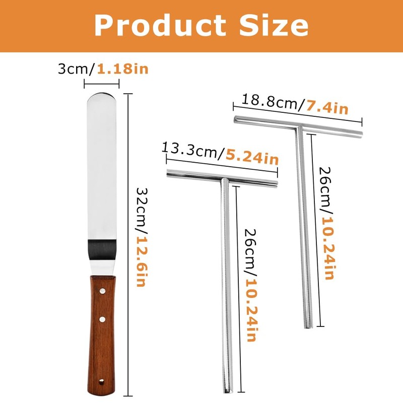 Crepe Spreader and Spatula Kit,Stainless 3 Pack Steel Pancake Tool