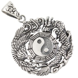 AFP AS-625 Yin Yang Dragon Phoenix Pendant 925 Sterling Silver, Sterling Silver, No Gemstone