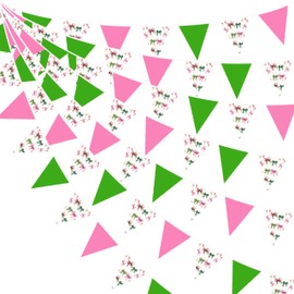 32Ft Witch Party Decorations Pink Green Bow Printed Witch Themed Fabric Banner Triangle Pennant Flag Garland Streamers for Kids Girls Pink and Green Movie Birthday Baby Shower Outdoor Garden Supplies