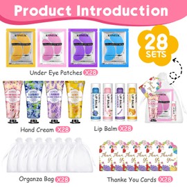 84 Pcs Bulk Gifts for Women,Teengirls, Under Eye Patches, Hand Creams Bulk & Lip Balms Bulk, Spa Party Supplies, Party Favors for Bridal Wedding, Sleepover Party, Thank You Gifts for Mom, Teacher Gift