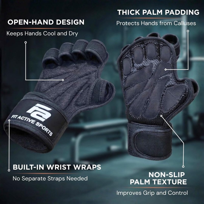 Fit Active Sports New Ventilated Weight Lifting Gloves with Built-In