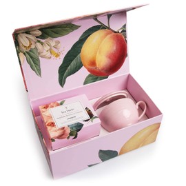 Tea Forte Jardin 3-Piece Premium Tea Gift Set with Rose Pink Cafe Cup with Lid, Tea Tray and 10 Assorted 2 of Each Variety Organic Handcrafted Pyramid Infuser Tea Bags