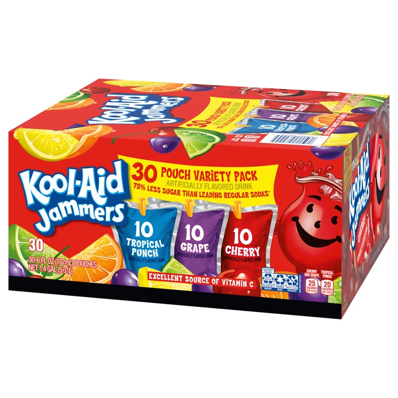 Kool-Aid Jammers Tropical Punch, Grape & Cherry Flavored 0% Juice