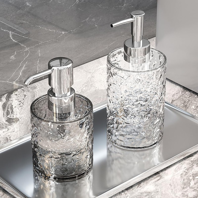 300ml/10oz Empty Transparent Plastic Round Soap Dispenser with Silver Pump