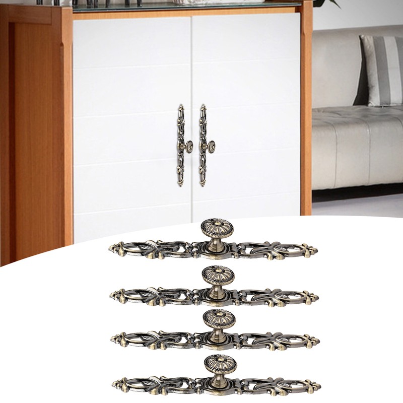 4 Sets Bronze Round Handles Cabinet Single Hole Pulls Furniture