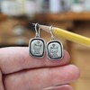 Mark Poulin Framed Cat Portrait Earrings - Sterling Silver Cute