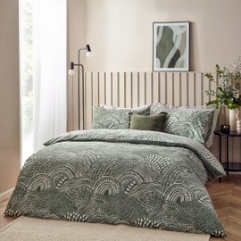 Hoem Nola Abstract Geometric Duvet Cover Set, Olive