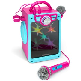 Rechargeable Kids Karaoke Machine for Girls, Pink Portable Karaoke Set, Gift for Girl Speaker with 2 Microphones & Lyrics Display - Bluetooth/AUX/USB, Best Birthday Gifts For Girls Ages 8 9+ Years Old