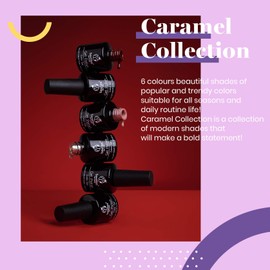 Beetles Gel Nail Polish Set, Caramel Collection Gel Nail Polish Kit 6 Colors Nail Gel Home Manicure Christmas for Women New Year Holiday Gifts Set