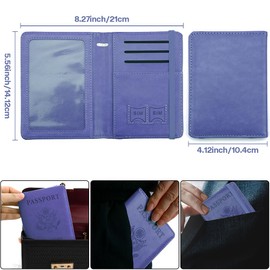 Passport Holder, Passport Cover, Passport Holder for Travel, Pen Holder with Vaccine Card Slot Passport Wallet for Women, Waterproof Traveling Must Haves Document Organizer Passport Case, Dark Purple