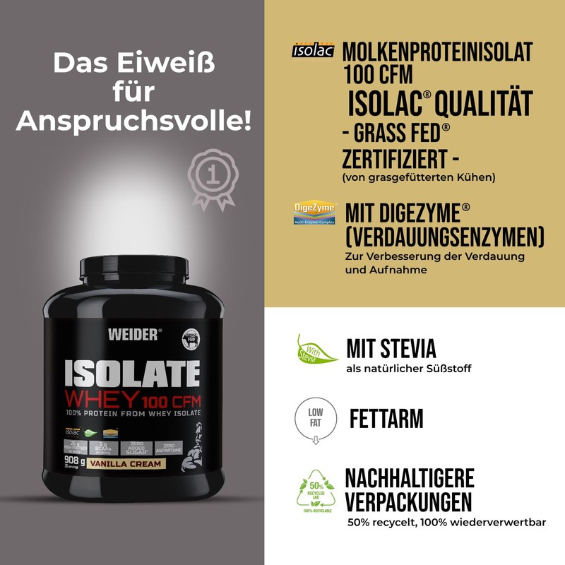 Weider Isolate Whey 100 CFM. Vanilla Flavour. Protein powder with