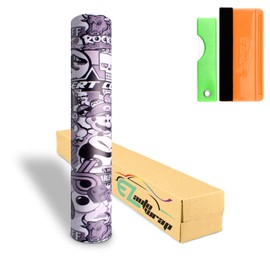 Free Tool Kit EZAUTOWRAP Black White ST Bomber Anime Cartoon Car Vinyl Wrap Sticker Decal Air Release - 48"X60" (4FT X 5FT)