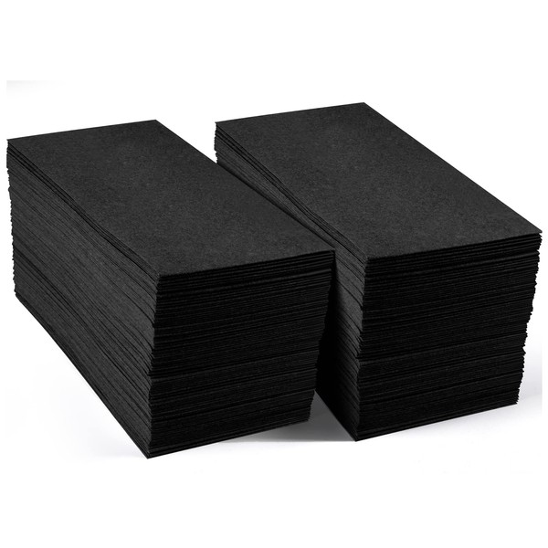 100 Linen-Feel Black Dinner Napkins - Disposable Cloth-Like Paper Napkins, Soft and Absorbent Guest Towel, Disposable Hand Towels for Bathroom, Kitchen, Parties, Weddings, Dinners or Events