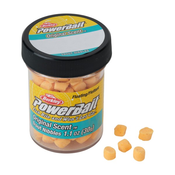 Berkley PowerBait Trout Nibbles Fishing Dough Bait, Peach, Scent Dispersion