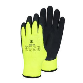 WORKPOWER Men's Winter Snow Grip Work Gloves, Assembly Gloves Made of Acrylic, Winter Work Gloves Men with Latex Coating, Forestry Gloves with Acrylic Lining, Yellow/Black, Yellow/black