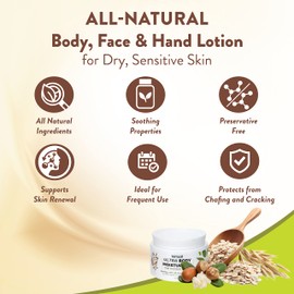 All Natural Body Moisturizer Anti Itch For Dry Skin by Terrasil | Womens Moisturizing Lotion with Shea Butter Tea Tree Coconut Oil Oatmeal | All Natural Ingredients | 7oz (200g) Jar