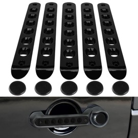 BJSIA 5 PCS Side Door Grab Handle Inserts Cover & Push Button Knobs Cover Trim Compatible with Jeep Wrangler JK JKU Sahara Rubicon Unlimited 2007-2018 Car Accessories Aluminum（Black）