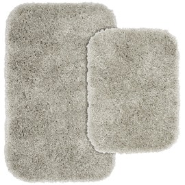 Garland Rug Serendipity Beige Taupe 2 Bath Rugs (17"X24", 21"X34") Shaggy Nylon Washable Bathroom Rug Set - Soft, Absorbent, and Stylish for Your Bathroom