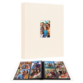 3.5x5 Photo Album, Photo Album 3.5x5 Holds 256 Photos, Linen Cover with Front Window, 3x5 Photo Albums for Wedding Family Baby Anniversary Pictures, Cards (Beige)