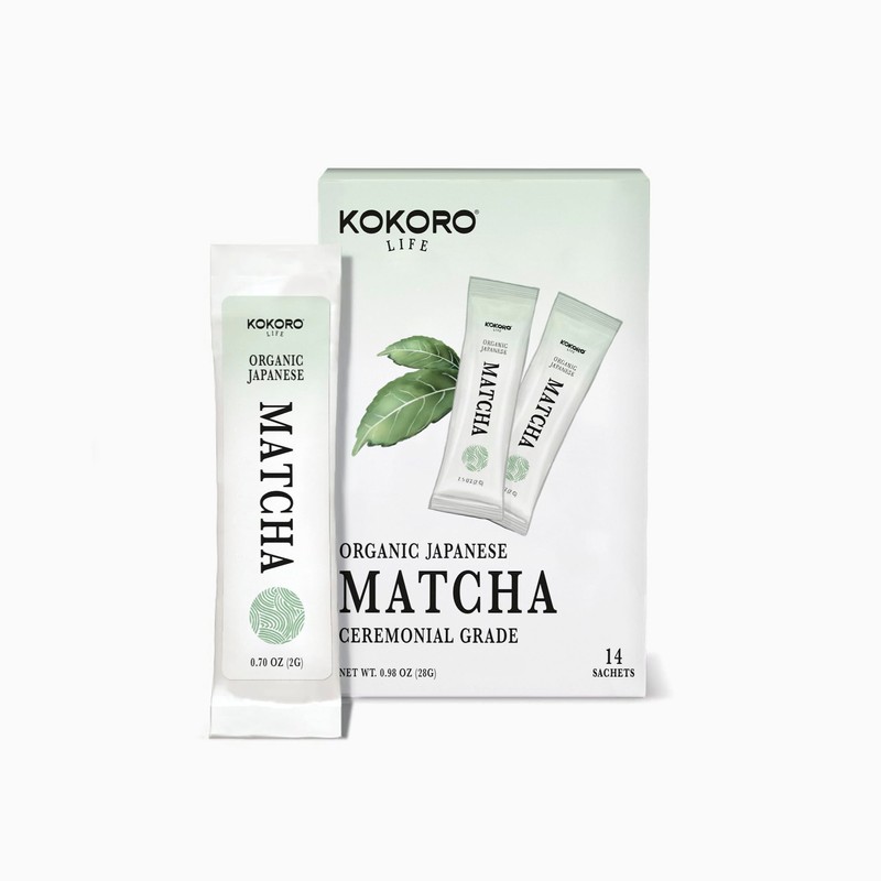 Matcha Ceremonial Orgánico en Sticks KOKORO LIFE 14 Sobres Individuales,