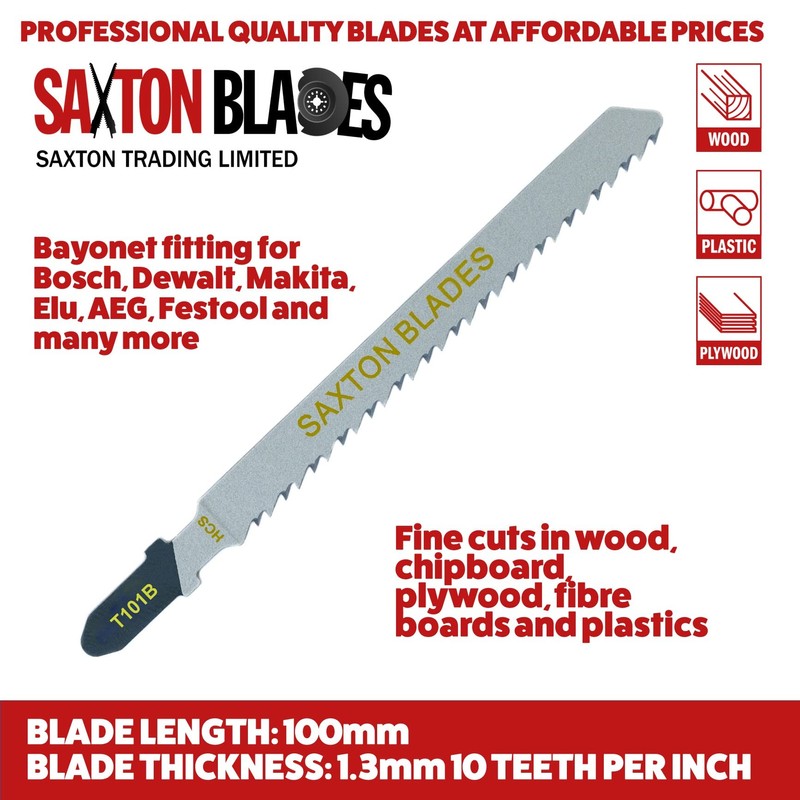 25 x Saxton Jigsaw blades Wood T101B fit Bosch, Dewalt,