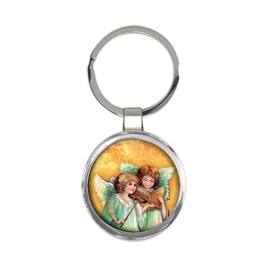 Angels Reading : Catholic Keychain Religious Esoteric Victorian Gift