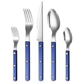Khen Cutlery Set of 20, 18/8 Stainless Steel Flatware, Modern Silverware for Home, Kitchen, Dining & Table Setting for 4 – Stainless Steel, Dishwasher Safe, Lightweight & Ergonomic Design Gift - Blue