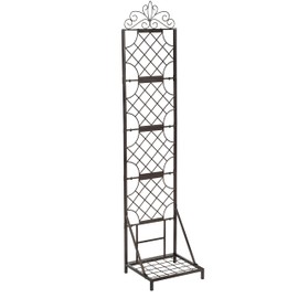Evergreen Garden Classic Metal Plant Stand with Lattice Trellis for Climbing Plants, Floor Tall Plant Stand Indoor and Outdoor for Patio, Porch, Garden