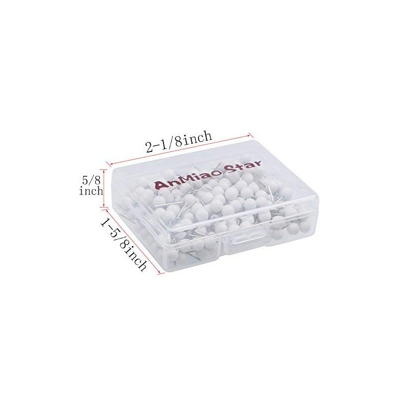 AnMiao Star 200 PCS 1/8 Inch Map Tacks (White)