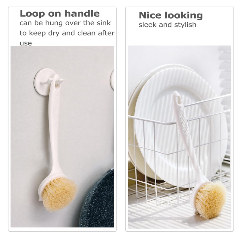 Facjoleco Dish Brush with Handle, Pot Brush, 2 Pack Kitchen