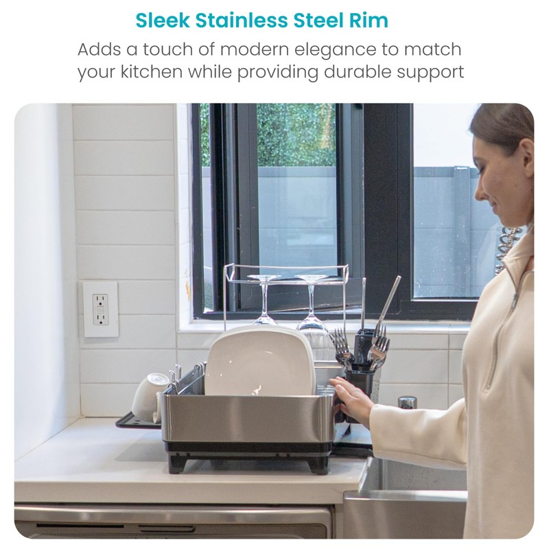 Home Zone Living Large 1-Tier Stainless Steel Dish Drying Rack