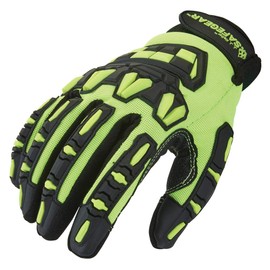Impact-Reducing Mechanics Gloves, EN388 & ANSI A1 Cut-Resistant, Black & Lime Green, X-Large, SAFEGEAR