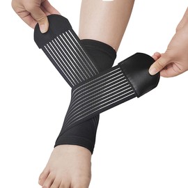 Ankle Brace Support Compression Sleeve - Adjustable, Breathable Neoprene Wrap for Sprained Ankle, Achilles Tendonitis, Plantar Fasciitis Relief - Sports, Running, Basketball - Men & Women (Black)