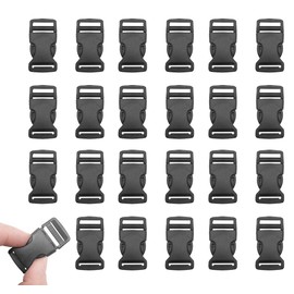 Kbraveo 60Pack 3/4" Wide Black Safety Side Quick Release Buckle Plastic Buckles Black Adjustable Buckles,Plastic Buckle Clip
