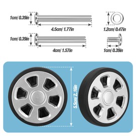 Volein 8Pcs 55 mm/2.17in Replacement Luggage Wheels, Spinner Wheel Repair Set, Wear-Resistant Suitcase Replacement Wheels Trolley Casters Repair Kits Rubber Wheels, Grey