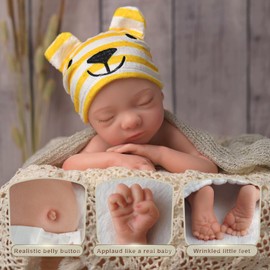 BABESIDE 16 Inch (Weight 4 lb) Lifelike Reborn Baby Dolls - Aurora Full Platinum Silicone Reborn Baby Girl Realistic-Newborn Baby Doll Sleeping Girl Real Life Baby Dolls with Feeding Kit & Gift Box