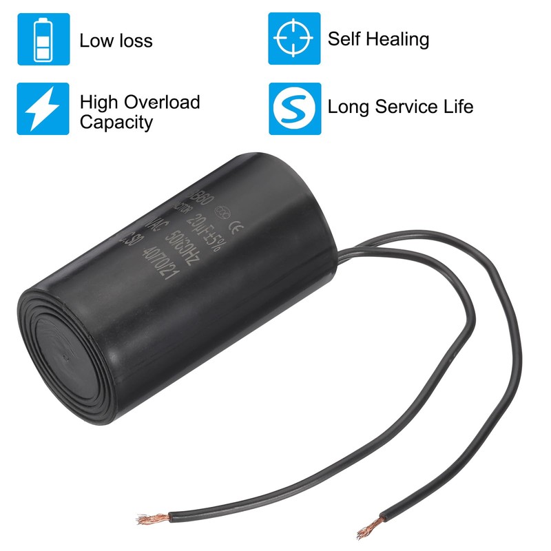 PATIKIL 20uf CBB60 Run Capacitor, AC 450V 2 Wires 50/60Hz