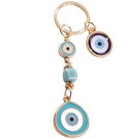 BCS Evil Eye Keychain Bag Charm - Good Luck & Protection Amulet - Car Keyring Purse Accessories for Women (Turquoise)