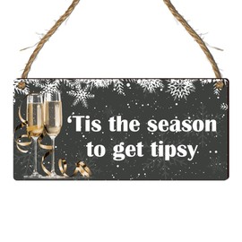 Wooden Plaque for the Festive Season - Holiday & Christmas Wall Art - Funny Gift for Friends - Home Decor - Alcohol-Themed Prosecco & Champagne Lover's Gift - Best Friend Present - Novelty Sign