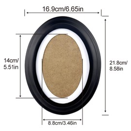 2PCS Oval Picture Frame 5x7 Inch Black Photo Tabletop and Wall Frame with Mounting Screws and Hooks, Black Vintage Oval Photo Frame with Plastic Front