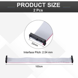 MECCANIXITY 2 Pcs IDC Flat Ribbon Cable, 2.54mm Pitch 32mm Width 100cm Long 26 Pin FC to FC Flat Ribbon Connector Jumper Wire for PC, LED Displays